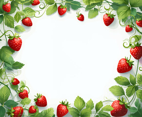 Strawberry Vine Frame with White Space