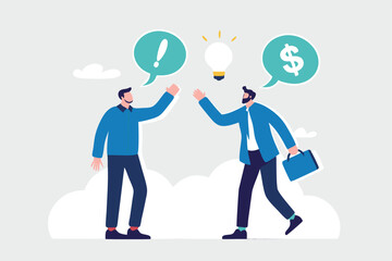 Venture capital, project pitching for funding or VC investment, selling idea for money or angel investment for startup project concept, young entrepreneur pitching idea to raise venture capital fund.