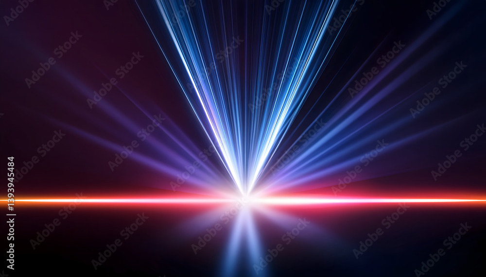 Poster vibrant beams of light radiate from a central point against a dark background, creating a dramatic a