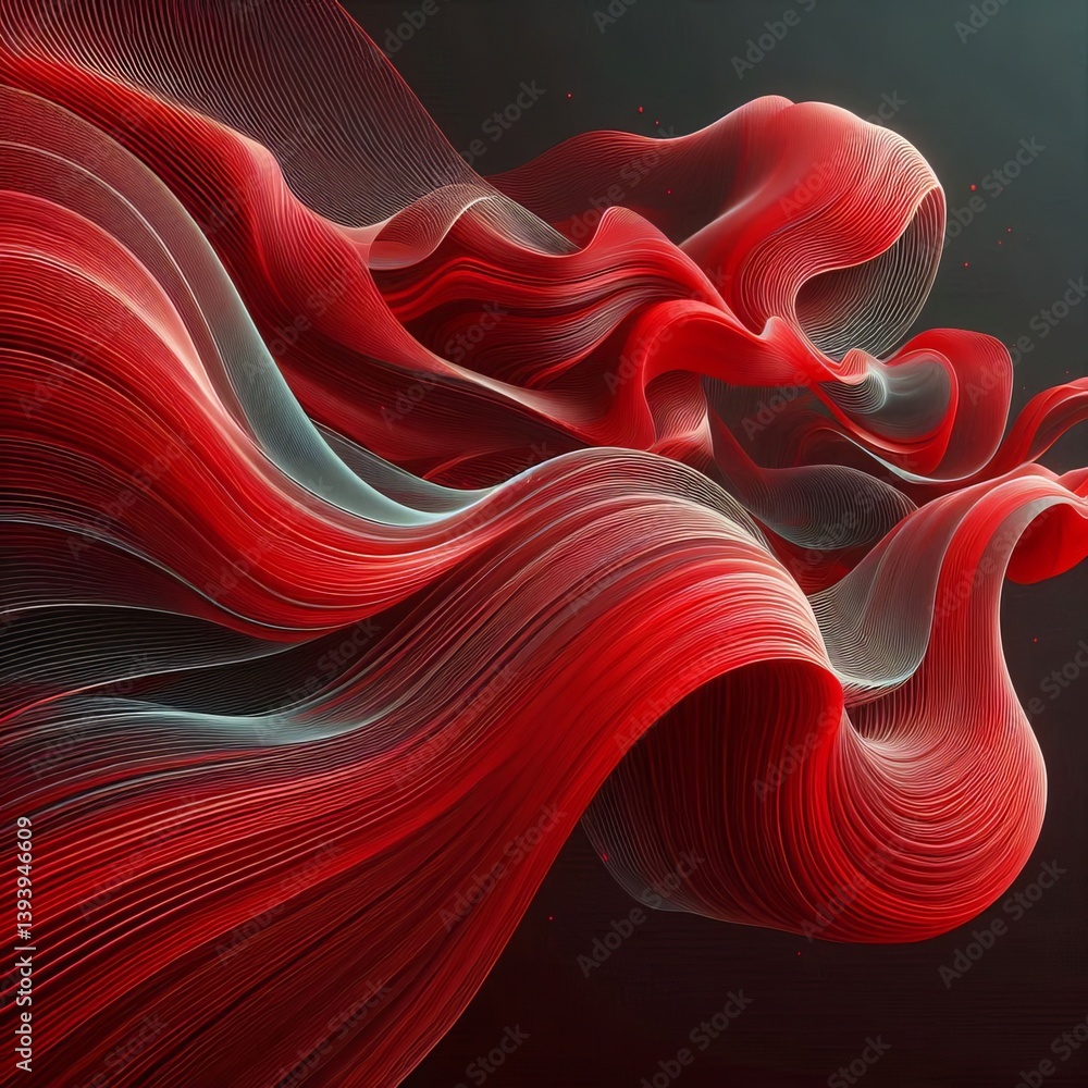 Canvas Prints red ribbon waves flowing ribbon like shapes in vibrant red creat