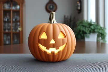 Obraz premium Hyper realistic jack-o'-lantern with glowing insides and detailed carved edges