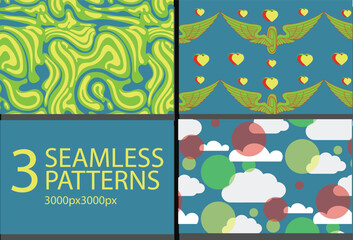 Naklejka premium A dreamy Y2K seamless pattern bundle with vibrant drip effects, blending surreal nostalgia and glossy chrome vibes for bold digital and fashion designs.