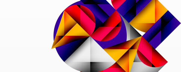 Abstract geometric composition. Vivid colors intersect, forming dynamic shapes. Bold design evokes modern art, clean lines, visual impact.