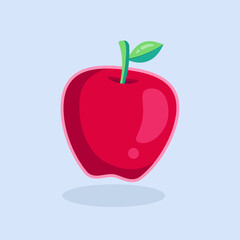 Cute apple illustration isolated on blue background