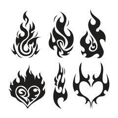 Black Tribal Flame Tattoo Vector Illustration
