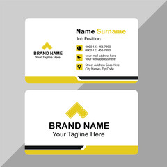 Creative modern yellow business card design, name card corporate visiting card and simple clean template