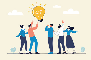 Brainstorming business idea, solution to solve problem, discussion to discover new idea, meeting or participation, team think together concept, business people brainstorming in business meeting.