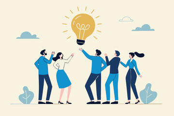 Brainstorming business idea, solution to solve problem, discussion to discover new idea, meeting or participation, team think together concept, business people brainstorming in business meeting.