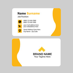 eye catching standard business card design. business card with yellow and black color. 