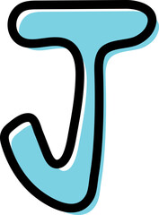 j fun letter outline doodle font