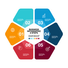 Business infographics line process with template with icons and 6 options or steps.infographics of business,idea,meeting,process,report. infographics design template vector eps