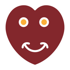 Smiling Heart Vector Glyph Two Colors Icon Design