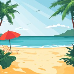 Empty tropical beach scene under sunny skies