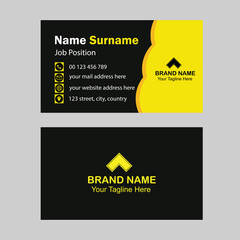 Business Card Template. Simple modern design with yellow and dark grey color background.