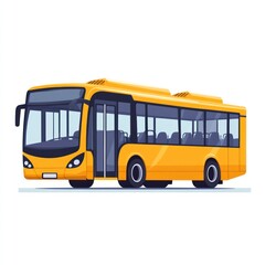 Yellow city bus, urban transportation, front view, empty interior