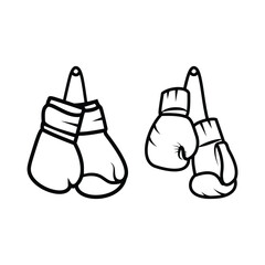 Boxing Gloves Hanging line art illustration on white background