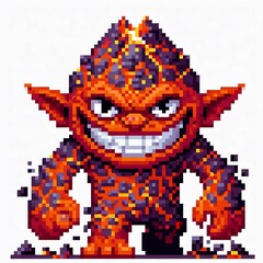 Pixel Fire Demon Fiery Sprite for Gaming or Design suitable for marketing material