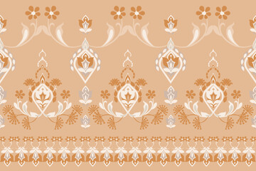 Floral,flowers, seamless, traditional ethnic, thai pattern, fabric pattern for textiles, rugs, wallpaper, clothing, sarong, batik, wrapping, embroidery, print, background, cover, illustration, vector.
