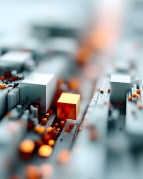 High-performance computation within large language models, glowing processor cores, parallel processing structures, quantum-inspired data visualization, ultra-detailed tech landscape