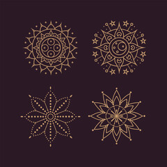 Set of dot and line art mandala in golden colour luxurious  new 2025 trendy unique