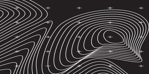 Modern Artistic Interpretation of Topographic Mapping Featuring Soft, Wavy Lines Layered in a Harmonious Flow on a Premium Black Backdrop for a Striking Visual Impact