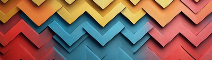 Zigzag pattern with retro colors, vintage backdrop, 3D illustration