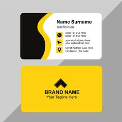 Modern creative black and yellow business card simple unique design template