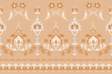 Fototapeta premium Floral,flowers, seamless, traditional ethnic, thai pattern, fabric pattern for textiles, rugs, wallpaper, clothing, sarong, batik, wrapping, embroidery, print, background, cover, illustration,