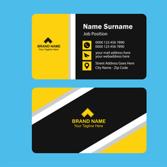 Obraz premium Modern creative black and yellow business card simple unique design template