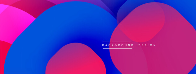 Abstract fluid shapes overlap, creating vibrant gradients. Pink, blue hues blend seamlessly. Modern design evokes movement, energy, visual appeal. Minimalist aesthetic suitable backgrounds.