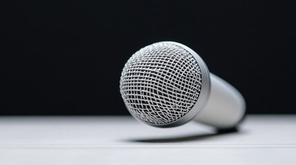 Close-up of a microphone against a dark background