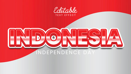 Editable Metallic Text Effect for Indonesia Independence Day Banner and National Celebration