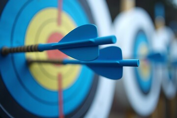 Archery target practice with arrows bullseye sport focus skill accuracy precision aiming competition game