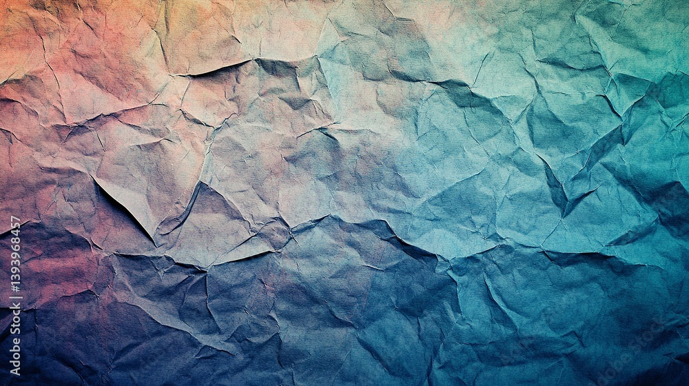 Poster abstract crumpled paper texture background teal blue pink vintage grunge style design element high r