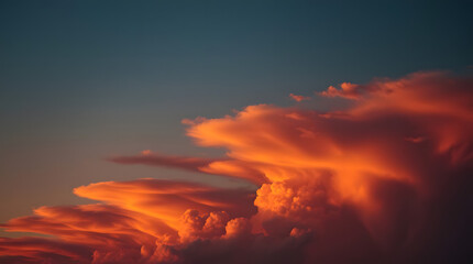 Fototapeta premium Toned dramatic sky background. orange pink clouds. Cloudscape. Fantastic sunset.