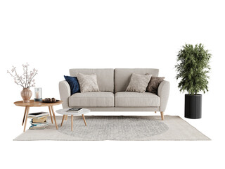 Modern Minimalist Living Room sofa with a flower	
