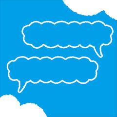 ちぎり絵のようにジワジワ滲んだラフなアウトラインの白い雲のようなフキダシ・フレームシリーズ。セリフや名札（ネーム）やワッペンに。ベクター素材