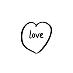 Heart doodle icon in sketchy flat style, simple love symbol drawn on solid white background.