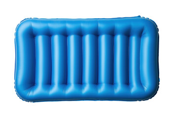 Blue inflatable mattress, isolated on a transparent background