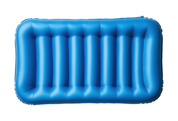Blue inflatable mattress, isolated on a transparent background