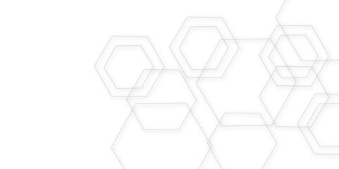 Abstract geometric technology 3d white light structure technology out line hexagon polygonal honeycomb luxury pattern vector background.