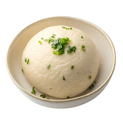 African fufu top view isolated on white background