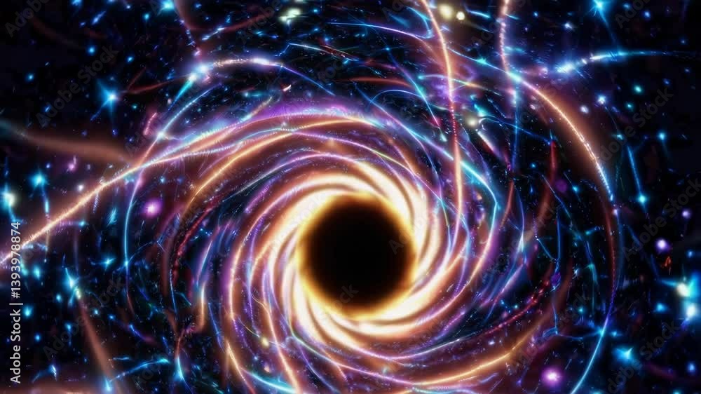 Poster mesmerizing cosmic vortex: twisting galaxies and shimmering stars in infinite space