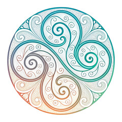 Celtic Spiral Mandala: Art, Design, Pattern on transparent background