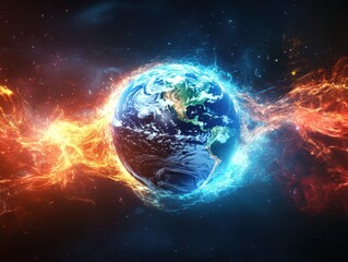 Earth engulfed in fiery and icy forces