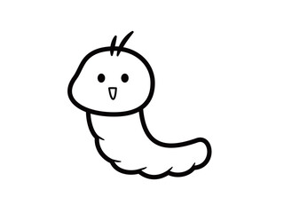 虫さん_あおむし_モノクロ