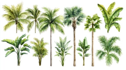 Tropical Paradise: Watercolor Palm Trees and Exotic Foliage