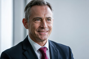 Mature Businessman Smiling Over White Background