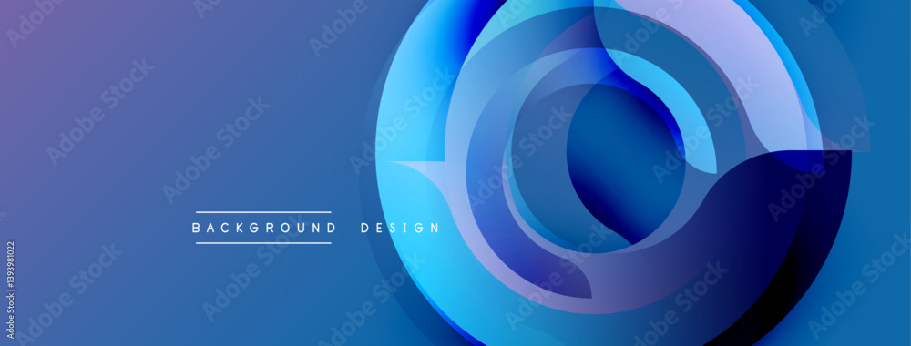 Leinwandbilder abstract blue design features overlapping circular layers. gradient shades create depth, modern aest