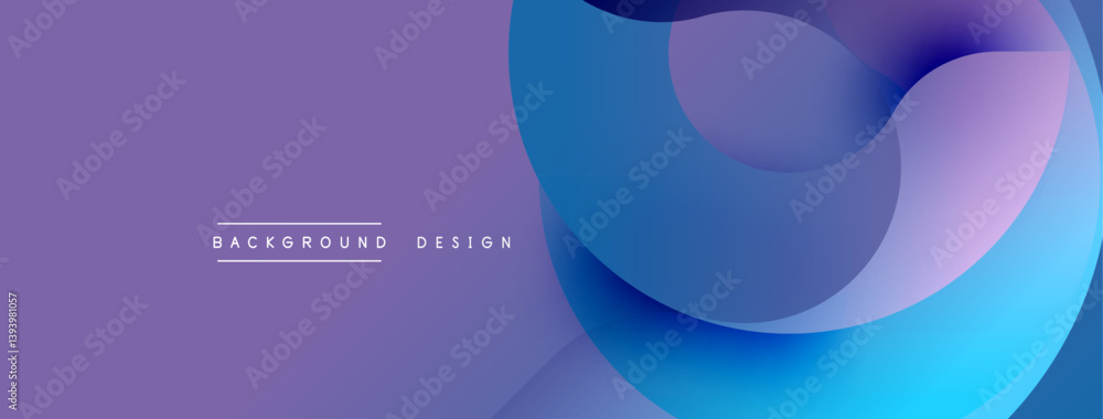 Poster Abstract fluid shapes overlap, creating dynamic composition. Purple, blue hues dominate design. Modern aesthetic suitable for backgrounds, presentations. Smooth gradients enhance visual appeal.